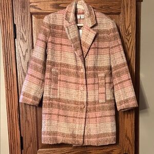 Molly Bracken Pink and Brown Plaid Coat